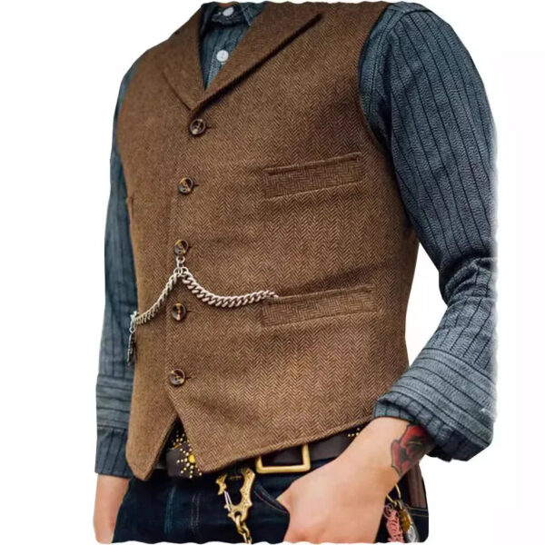 S130b36a4c8034b419efc53ac62441bdeU.jpg Wool Tweed Men's Suits Vest for Groomsmen Wedding Lapel Casual Slim Business Vests Sleeveless Waistcoat Male Gilet Homme Vests
