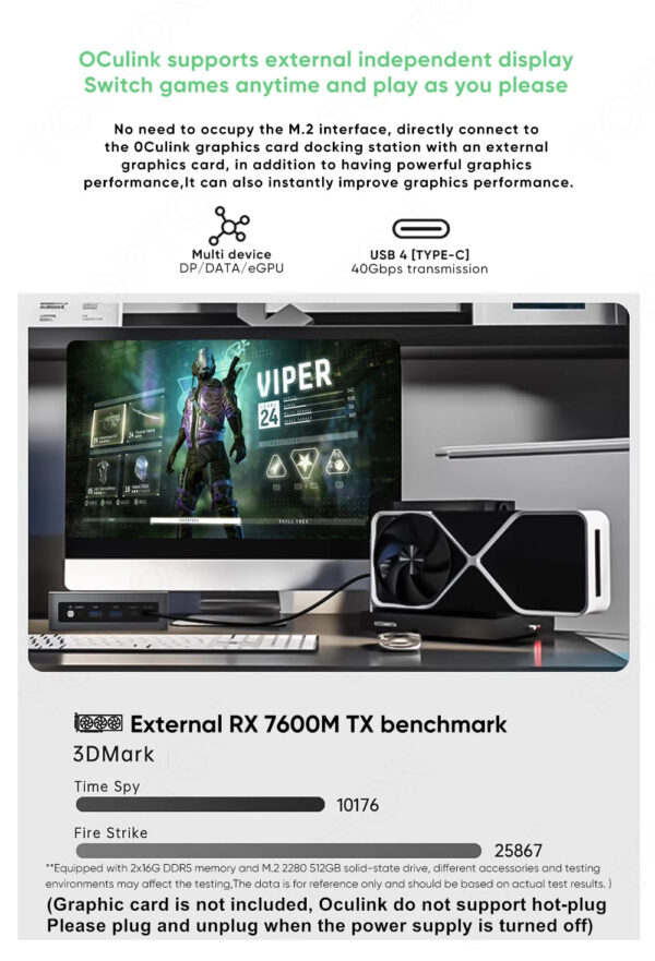 Topton Mini PC Gamer Oculink AMD Ryzen AI 9 HX 370 365 PRO 360 USB4 2x2.5G LAN 2xPCIe4 Desktop Gaming Computer Windows11 WiFi6E