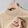 S134be505951b420fb73472f482aa9937H.jpg Hot Sale Luxury Quality Men's Knit Sweater Mock Neck Dog Embroid Pullover Autumn Winter Exquisite Fashion Soft Warm Men's Wear