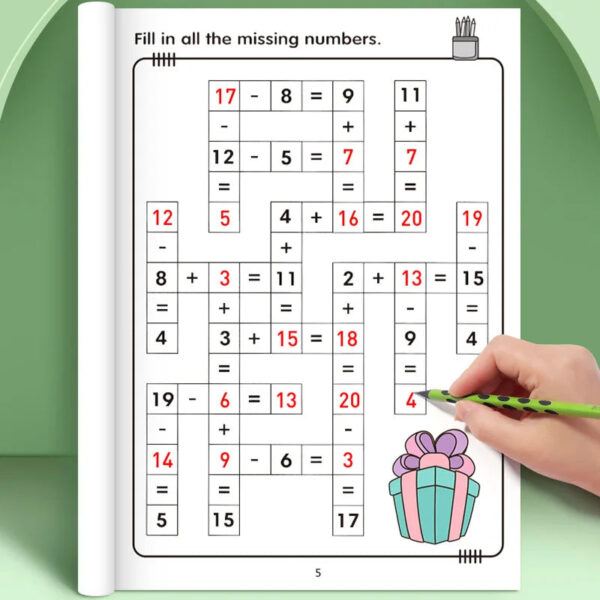 S1355a5ee2a2e4cb8a0b6ee8553903917X.jpg 32 Pages Crossword Puzzles Addition Subtraction Math Workbook For 3-8 Ages