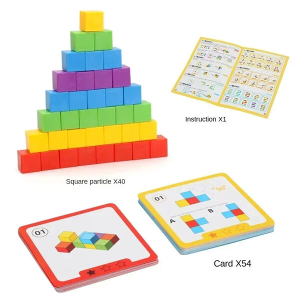Montessori Magic Block Puzzle Toy Spatial Logical Thinking Training Game Rainbow Stacking Blocks Math Educational Toys for Child