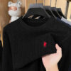 S1463e5d39de843138e16e92846e83819O.jpg Autumn/Winter 2025 Anti Pilling Sweater Embroidered Fried Dough Twists Solid Long Sleeve Knitwear Men's Undercoat