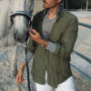 S147e4e8bfd74477dacd24bd08db51e052.jpg Men's new men's long sleeve buttoned cotton linen shirt lapel cardigan