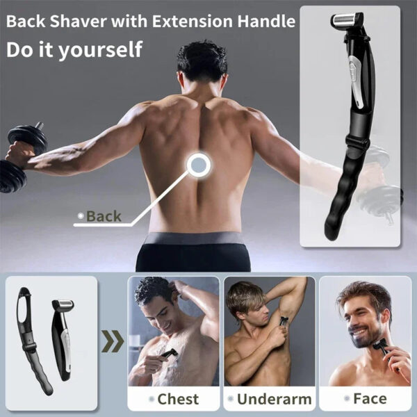 S14c7c99f6ede4c878ed3ad9fff782170u.jpg Back Shavers for Men Body Groomers Painless Hair Remover for Men Epilator Shaver Back Face Long Handle Portable Shaver Body Care
