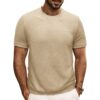 S1553c58ec5ff48968a4c47bf43fe60f2C.jpg British style Summer Solid Short Sleeve Knitted T-shirt Men Fashion O-Neck Stripe Slim Fit Tee High Quality Men Clothing