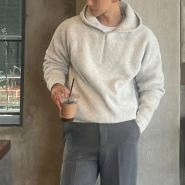 S156c46889ffe4671910aaf40fe719411j.jpg American Half Zipper Hooded Sweater for Men's Autumn Lazy Style Thickened Knitwear Pullover Wide Shoulder Casual Loose Hoodies