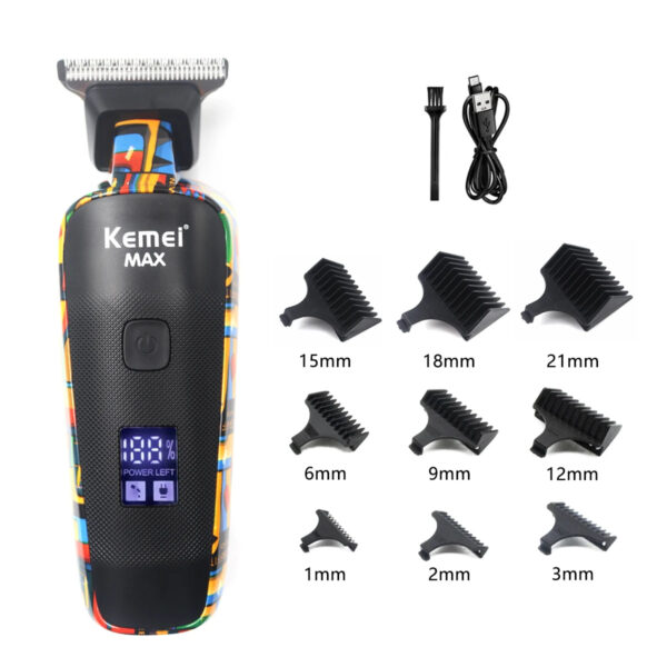 Professional Hair Trimmer Machine KM-MAX5090 USB Charging, Powerful Induction Motor T-Shaped Cutting Head , Long-lasting Battery