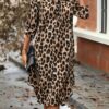 S15def67fa10a42019fb70e056b5cf5eeM.jpg BWQ New Elegant Women's Summer Leopard Shirt Dress Casual Loose Turn Down Collar Mid Calf Straight Long Dresses 2025