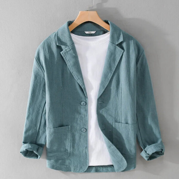 S16dd7b7ea5574b1b8c14289d797869d2i.jpg Y803 Spring Autumn Good Quality Linen Blazer For Men Business Casual Solid Color Simple Double Buttons Thin Male Suits Jackets