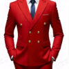 Men Double Breasted Suit Black Slim Fit High Quality Wedding Costume Party Prom Gold Button Male Suits