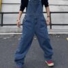 S185290c3124443cc94871f87bb734734Y.jpg Overalls for Men Denim Suspenders Simple Baggy Jeans Men's Street Casual Solid Mid Waist Loose Washed Jumpsuits Length Tracksuit