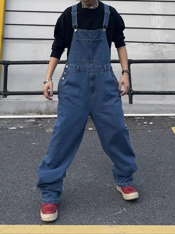 S185290c3124443cc94871f87bb734734Y.jpg Overalls for Men Denim Suspenders Simple Baggy Jeans Men's Street Casual Solid Mid Waist Loose Washed Jumpsuits Length Tracksuit