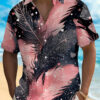 Summer Men's Shirt 3D Print Colorful Feather Short Sleeve Turndown Hawaiian Shirt Button Up Shirts No Pockets Shirts for Women