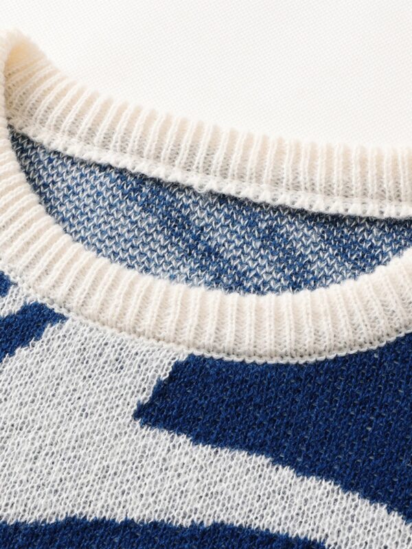 S19279e0016324c1594f6269b9cabcc5f1.jpg New Popular Autumn and Winter Maze Jacquard Pattern Pullover Sweater Casual Round Neck Contrast Color Knitted Men's Pullover