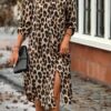 S1933b5002e2242f7b1ac9260893f6ac82.jpg BWQ New Elegant Women's Summer Leopard Shirt Dress Casual Loose Turn Down Collar Mid Calf Straight Long Dresses 2025