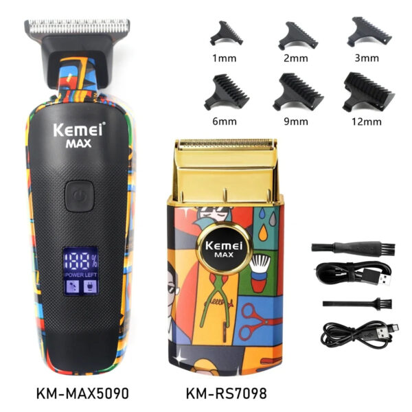 Professional Hair Trimmer Machine KM-MAX5090 USB Charging, Powerful Induction Motor T-Shaped Cutting Head , Long-lasting Battery