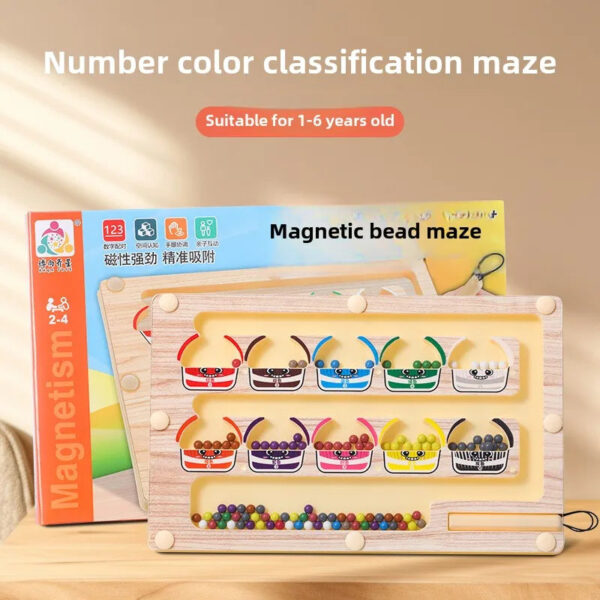 S19a13a6b409e48818264eb09b5052d91j.jpg 2 in 1 Magnetic Color Sorting Maze & Drawing Board Toddler Montessori Toys Number Matching Learning Counting Preschool Activity