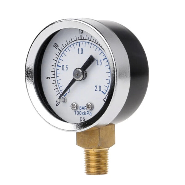 Utility Pressure Gauge 0-30psi 0-2bar Low Pressure Hydraulic Gauge Dual Scale Pressure Gauge 1/8" BSPT thread for Fuel