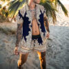 S19c6822426e64cf799216e4ce6a27d91d.jpg 2024 Summer Men's Fashion Leopard Print Short Sleeve Shirt And Shorts Set Beach Style T Shirt Breathable Shorts Two Piece Set