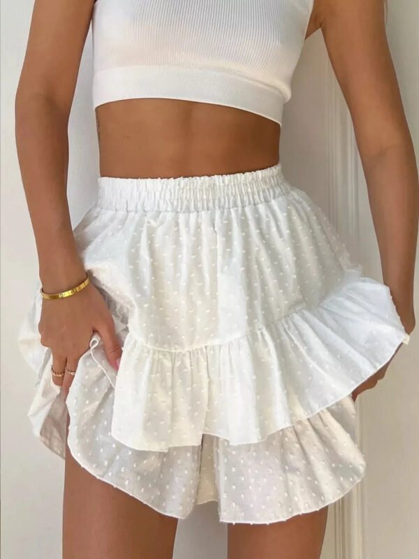 S19d2d53d6ce34765936b66836e8fa743v.jpg Bornladies Sweet Ruffled Shorts Women's Summer Korean Style Polka Dot With Lining Short Skirt High Waisted 100% Cotton Shorts