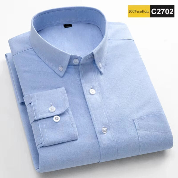 S1a1dad52024a4e43b1c0aa6d978386caK.jpg New in shirt 100%cotton long-sleeve shirts for men fashion Casual plain shirt solid color Oxford single pocket top white clothes