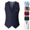 M-7XL Spring/summer Man Suit Vest Sleeveless Vest with Adjustable Waist Single Breasted Solid Color Business Suit Vest Wedding