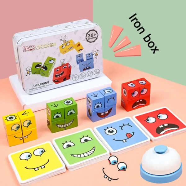 S1a817b8f7feb47bea4c3c2584936fe1c4.jpg Kids Educational Toys Emotion Change Blocks Expressions Puzzles Children Cube Games Early Learning Montessori Geometry Face