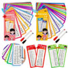 Math Flash Cards Set: Addition, Subtraction, Multiplication, Division & Fraction Learning, 15 Cards + 2 Erasable Pens