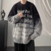 S1b68d8fc882c4d3ca4d933963893a638h.jpg Gradient Letters Retro Sweater Men's Autumn Winter Loose Fashion Brand Handsome Clothes American Trendy Lazy Style Knitted