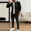 S1be2273ab66940a7abf343abcaa1a5ccQ.jpg Spring and autumn new Waffle men's casual slim-fit hooded long-sleeved cardigan matching color fashion high quality tracksuit pa