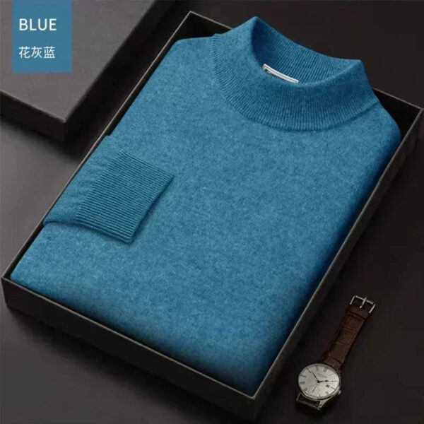 S1c0ad40b5baa445d966d3b352c24a105Y.jpg Luxury Brand Men's Mock Collar 100% Pure Woolen Sweater Tops Autumn Winter Cashmere Sweater Pullover Male Warm Knitwear Sweater