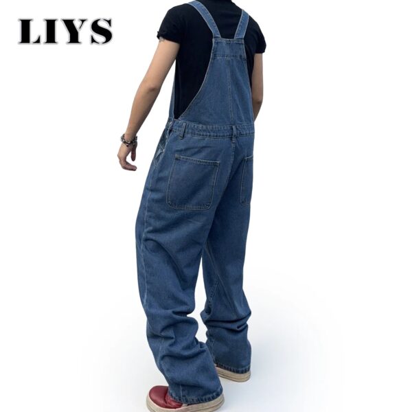S1c11850d3c0443b8af1f8c18614a4ee5l.jpg Overalls for Men Denim Suspenders Simple Baggy Jeans Men's Street Casual Solid Mid Waist Loose Washed Jumpsuits Length Tracksuit