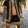 S1c19bc30754a4c2fb57cbe15f92e005b0.jpg 2024 Summer Men's Fashion Leopard Print Short Sleeve Shirt And Shorts Set Beach Style T Shirt Breathable Shorts Two Piece Set