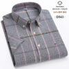 S1c34edad8d2247e1b4547366f1151072Z.jpg Fashionable Men's Shirt Short Sleeve 100% Cotton Oxford Stripe Plaid Formal Men's Casual Social Shirt Available in Large Sizes