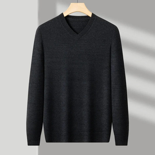 S1cb340b1c2154305ad5b6e6707fce063h.jpg New Sweatwear Men's V Neck Basic Solid Color Sweaters Round Neck Elastic Pullovers Warm Autumn Knitted Oversized Sweater Men