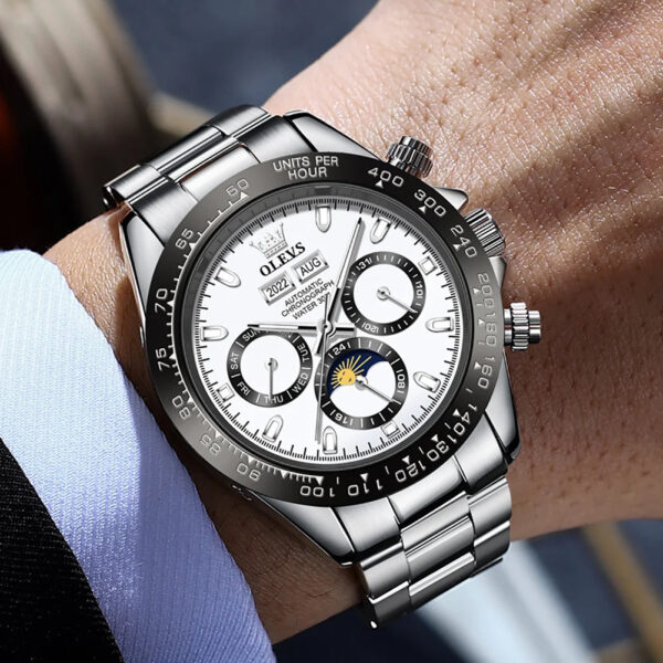 S1cb569400d694ec1a3dcb00344116821s.jpg OLEVS 6654 Luxury Mens Watch Chronograph Automatic Mechanical Wristwatch Waterproof Luminous Top Brand Watch for Man Date Sport