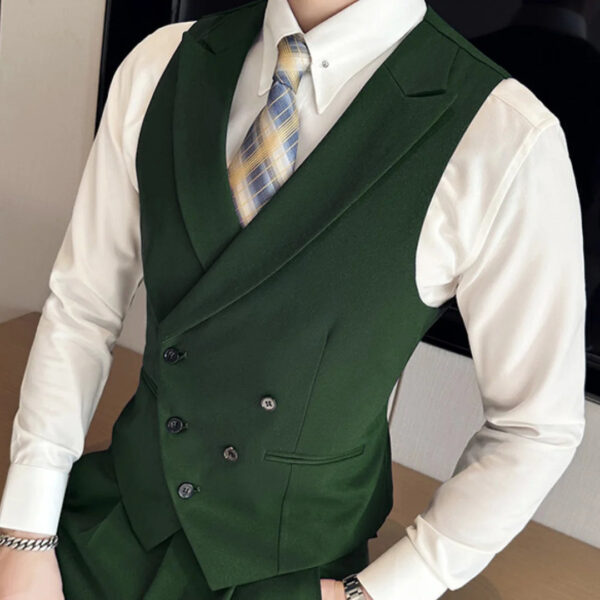 S1ceff81f480244589c7f963d96229d7bJ.jpg Men Vest Black With Lapel Solid Double Button Waistcoat For Wedding Groom Banquet Business Casual Work Daily Men Suit Vest