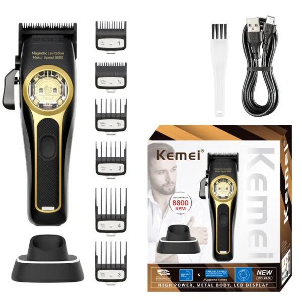S1d5135f56ec94b67bb40d99eecff9fd64.jpg Kemei Professional Hair Clipper Magnetic Levitation Motor 8800 Rpm Charging Base Hair Clipper Men's Hair Clipper KM-2373