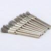 5/10pcs Pencil Brushes Stainless Steel Mounted Wire Wheel Mandrel Set Dremel Accessory Rotary Tools 3.17mm Shank Mandrel Silver