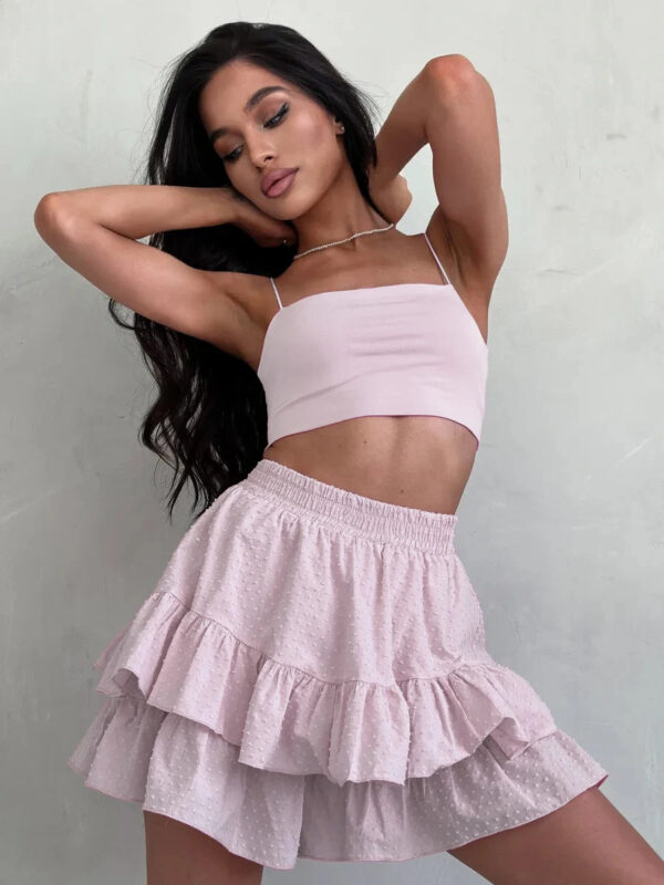 S1db19d72c9b44eeda8e562c6979c79d2z.jpg Bornladies Sweet Ruffled Shorts Women's Summer Korean Style Polka Dot With Lining Short Skirt High Waisted 100% Cotton Shorts