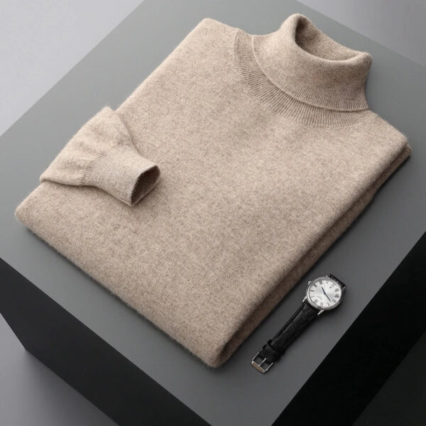 Autumn Winter New Men's 100% Cashmere Sweater Lapel Knitted Pullover Lightweight Warm Long Sleeve Solid Color Tops