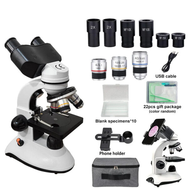 Binocular Compound Microscope for Students,40X-2000X Acrylic Transparent Stage Microscope,Microscope Kit for Adults and Beginner