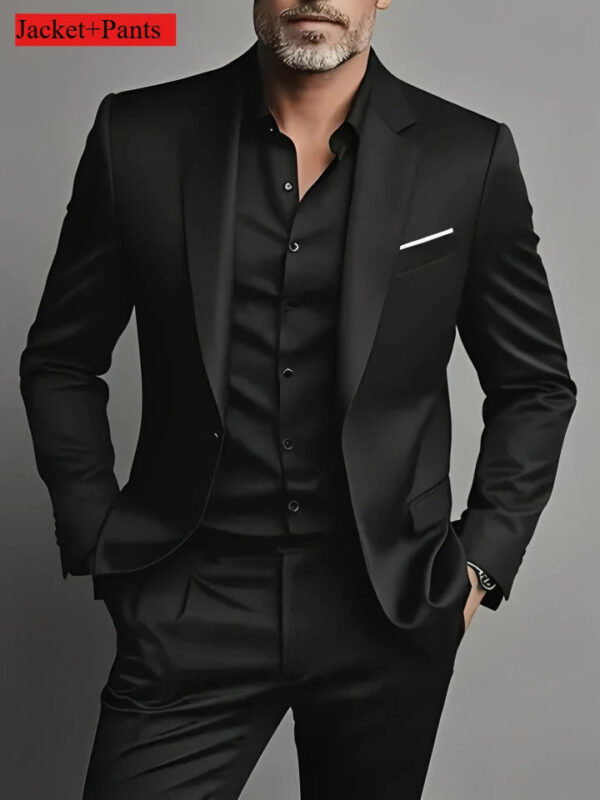 S1ee9aa92225f4dfebe22b793ea2a131cx.jpg Elegant Men's Suit Sets- Slim Fit Tuxedo Set for Weddings & Formal Occasions, Black Suit