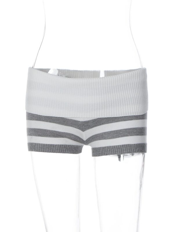 S1efc90618317483ba730a62fa58e54465.jpg Dulzura Autumn Fashion High Waist Slim Striped Warm Sweater Shorts Women'S Casual Vintage Pants Party Club Street Style Clothes