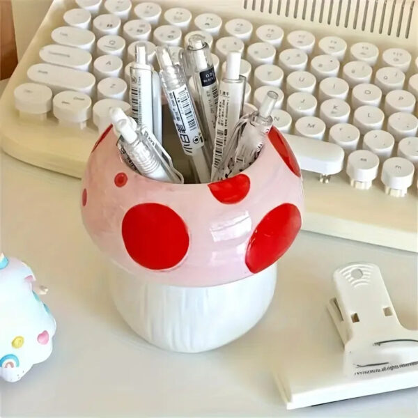 S1f2510f0f12846039635865762073eecK.jpg Cute Mushroom Ceramic Pen Container Series Suitable Makeup Brush Holder Office Supplies Desktop Creative Decoration