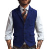 Men Vest Brown Herringbone Business Waistcoat Jacket Casual Slim For Wedding Groom Banquet Gilet Vest