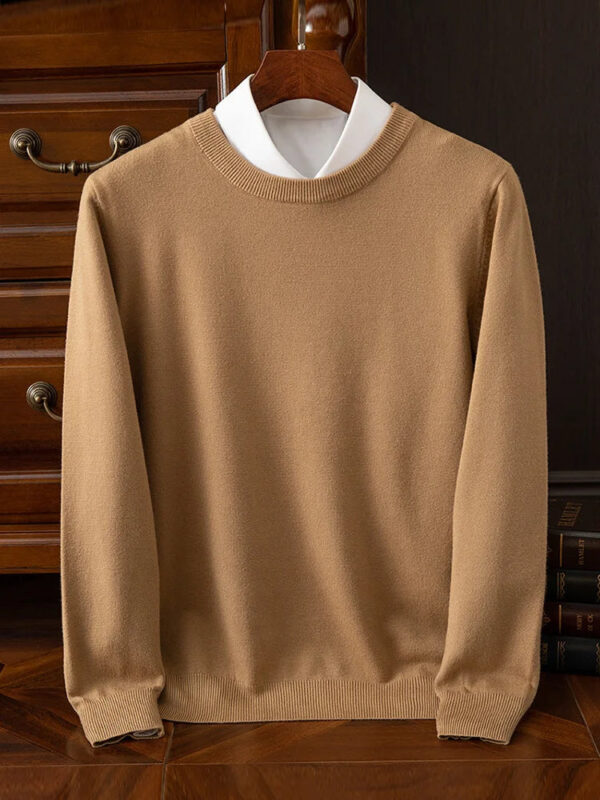 S1f6e397f958b4446931d9d5cc54726f8p.jpg Choice Men's Wool Sweater Autumn Winter New Round Neck Pullover Loose Solid Color Bottoming Shirt Long Sleeve Smart Casual Tops