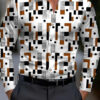 Men's shirt regular lapel shirt men's 3d printing triangle geometric printing casual street long sleeve fashion printed shirt