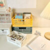 Simple Table Top Folding Storage Basket Decorative Plastic Storage Box Stationery Cosmetics Toy Stackable Storage Box