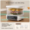 5-Tier Transparent Food Dehydrator, Adjustable Timer & Temp, BPA-Free – for Fruits/Herbs/Jerky, Compact & Quiet energy-saving